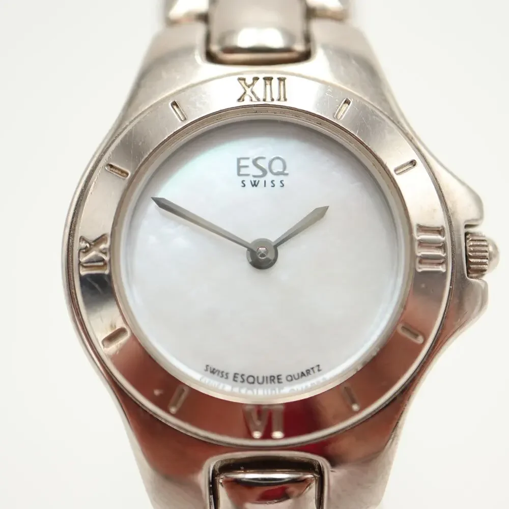 ESQ Swiss Silver Tone 25mm MOP Womens Watch Stainless Steel w New Battery